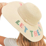 Let The Sun Shine Sequin Message Straw Panama Sun Hat