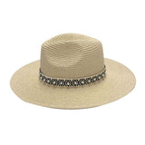 Pearl Embellished Aztec Band Panama Sun Hat
