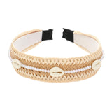 Pearl Puka Shell Embellished Woven Straw Headband
