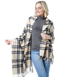 Plaid Check Oblong Scarf With Tassel