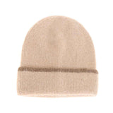 Soft Feather Yarn Striped Cuff C.C Beanie