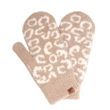 Soft Fuzzy Leopard Mittens