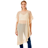 Solid Color Half Ruffled Cover Up Poncho