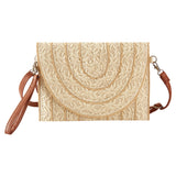 Stitch Detailed Straw Crossbody Bag