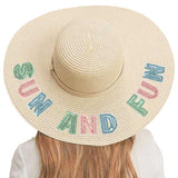 Sun And Fun Sequin Message Straw Panama Sun Hat