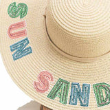 Sun Sand Sea Sequin Message Straw Panama Sun Hat