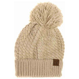Twisted Mock Cable Knit Pom C.C Beanie
