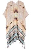Elegance Aztec Pattern Print Tassel Kimono