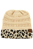 C.C Leopard Cuff Ribbed Beanie