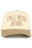 C.C Y'ALL NEED JESUS Embroidered Letter Two Tone Trucker Hat