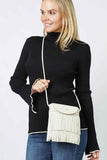 Double Layered Fringe Mini Crossbody Bag