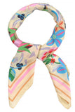 Multi Color Flowers with Color Stripes Edge Bandana Scarf