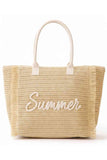 SUMMER Letter and Gold Lurex Woven Straw Fringe Tote Bag