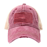 C.C Women's U.S.A Embroidery American Flag Ponytail Cap 4th of July