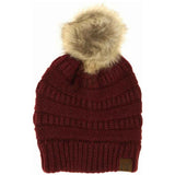 Mixed Soft Yarn Natural Pom C.C Beanie