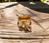 Bohemian Starfish & Shell Pendant Ring