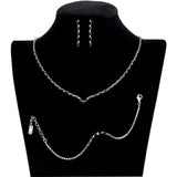 3PCS Chevron Accented Rectangle Stone Necklace Jewelry Set