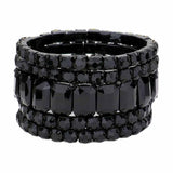 Women's 5Pcs Rectangle Round Stone Stretch Multi Layered Bracelets
