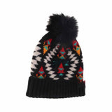 BABY Aztec Patterned Faux Fur Pom C.C Beanie