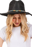 Braided Starfish Band Frayed Straw Summer Sun Hat