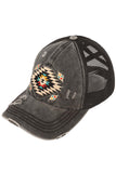 C.C Aztec Patch Distressed Pony Cap