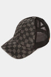 C.C CHECKERED PATTERN CRISS CROSS BASEBALL CAP
