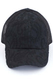 C.C FANCY EMBROIDERY STITCH CRISS CROSS PONYCAP