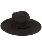 C.C Women's Faux Leather String Paper Straw Panama Hat Sun