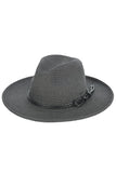 C.C Women's Leather String Rope Band Paper Panama Hat