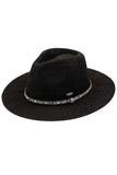 C.C Women's Multi Thread Rhinestone Trim Band Panama Hat