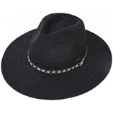 C.C Rhinestone Bugle Bead Trim Panama Hat