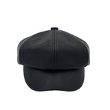 C.C Solid Faux Leather Newsboy Cap
