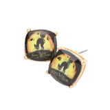 Cat Cushion Square Stud Earrings