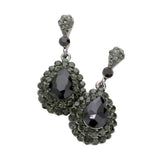 Crystal Rhinestone Trim Teardrop Stone Evening Earrings