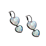 Crystal Stone Double Heart Link  Dropdown Earrings