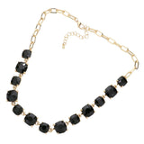 Women's Cushion Square Stone Link Evening Necklace