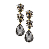 Chunky Pear Crystal Floral Evening Drop Earrings