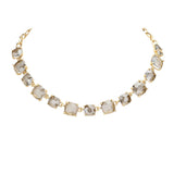 Women's Cushion Square Stone Link Evening Necklace