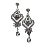Glass Crystal Heart Teardrop Evening Earrings