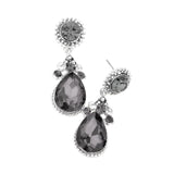Glass Crystal Teardrop Dangle Evening Earrings