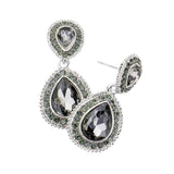 Women's Rhinestone Trim Teardrop Evening Dangle Earrings