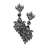 Teardrop Accented Marquise Stone Cluster Evening Earrings