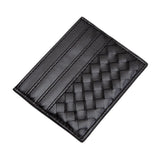 Faux Leather Basket Weave Card Holder Wallet