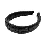 Faux Leather Padded Plaid Braided Headband