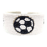 Felt Back Soccer Seed Beaded Cuff Bracelet
