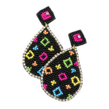 Felt Back Teardrop Beaded Dangle Earrings