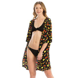 Fruit Print Cover Up Poncho Kimono