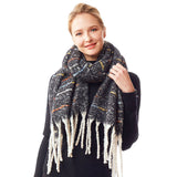 Glitz Colorful Stitch Fuzzy Oblong Scarf