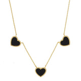Gold Dipped Triple Heart Pendant Necklace