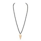 Hammered Metal Arrow Pendant Faceted Beads Long Necklace